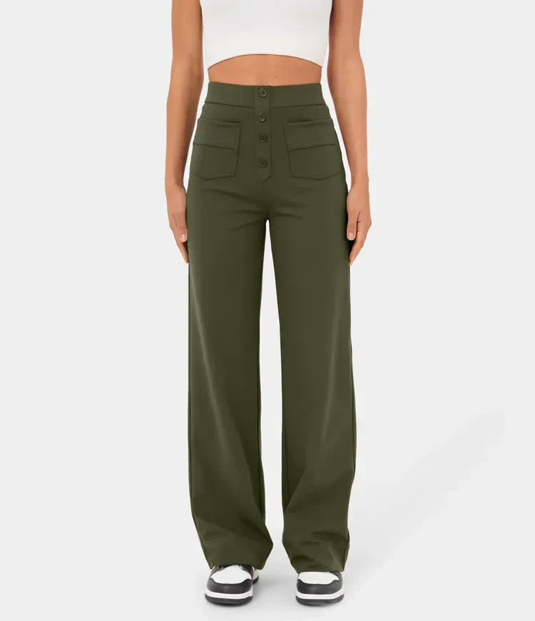High Waist Pleated Casual Trousers