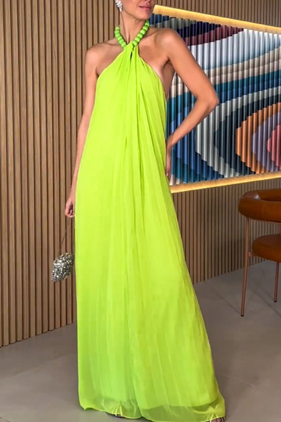 Chiffon Halter Maxi Dress