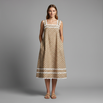 Scalloped Strap Printed Maxi Dress