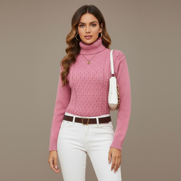 Classic Cable Knit Turtleneck Sweater