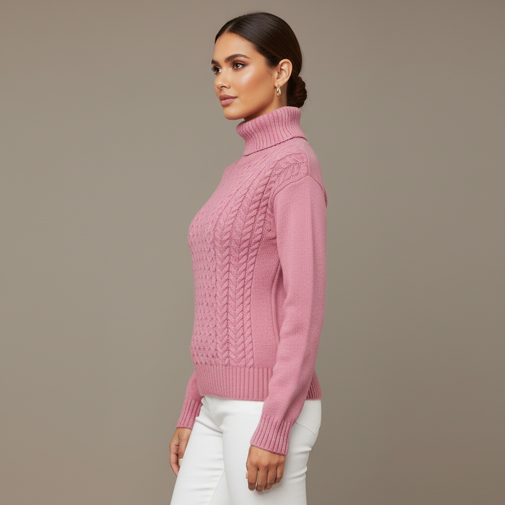 Classic Cable Knit Turtleneck Sweater