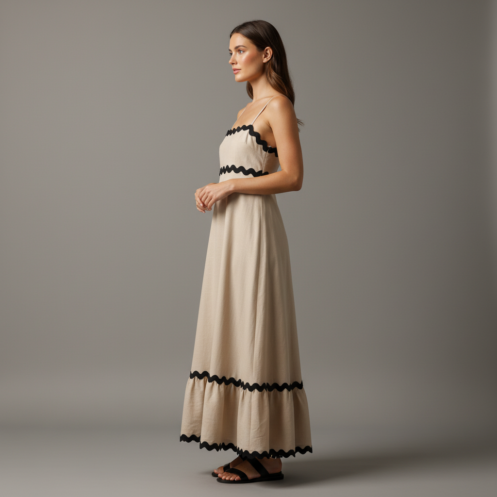 Scallop Trim Maxi Sundress