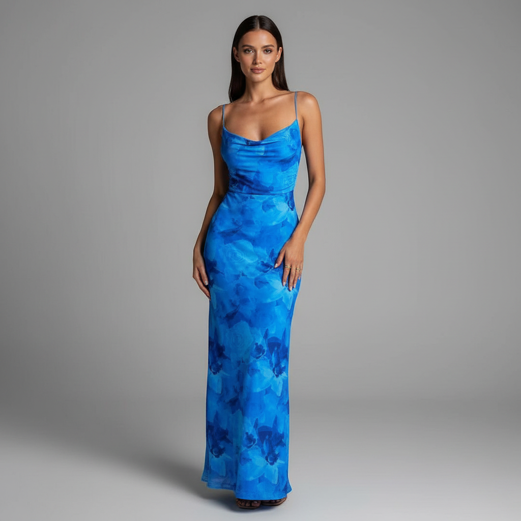 Floral Cowl Neck Maxi Dress