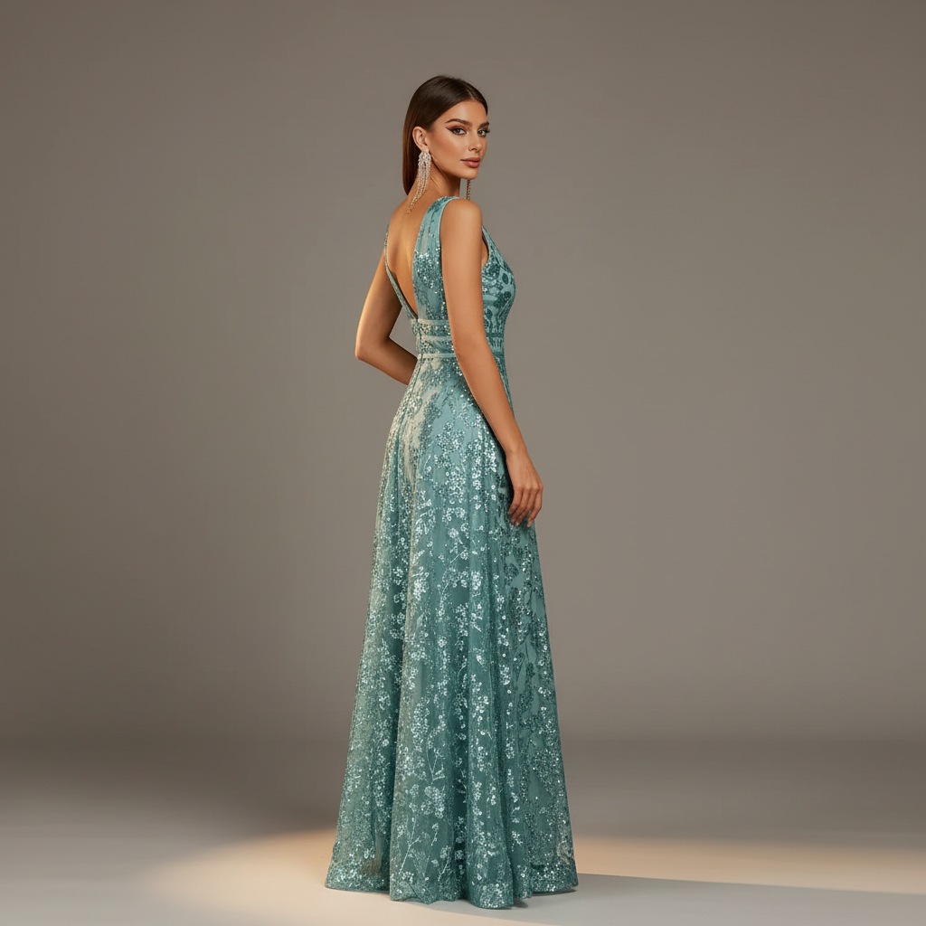 Eliza V-Neck Evening Dress