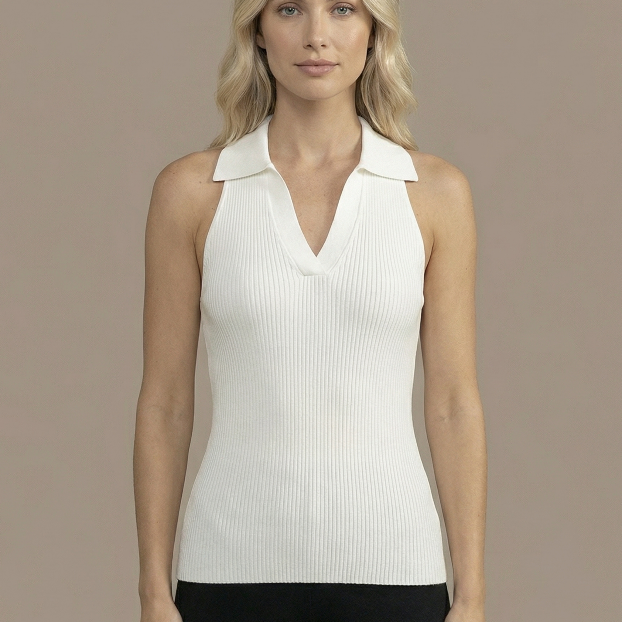 Stella V-Neck Ribbed Top