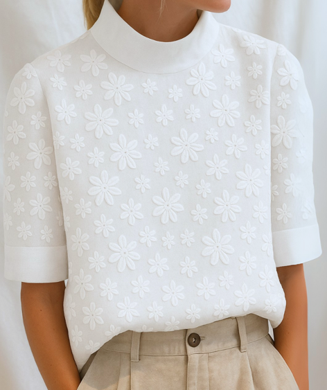Elegant Bloom Collar Blouse