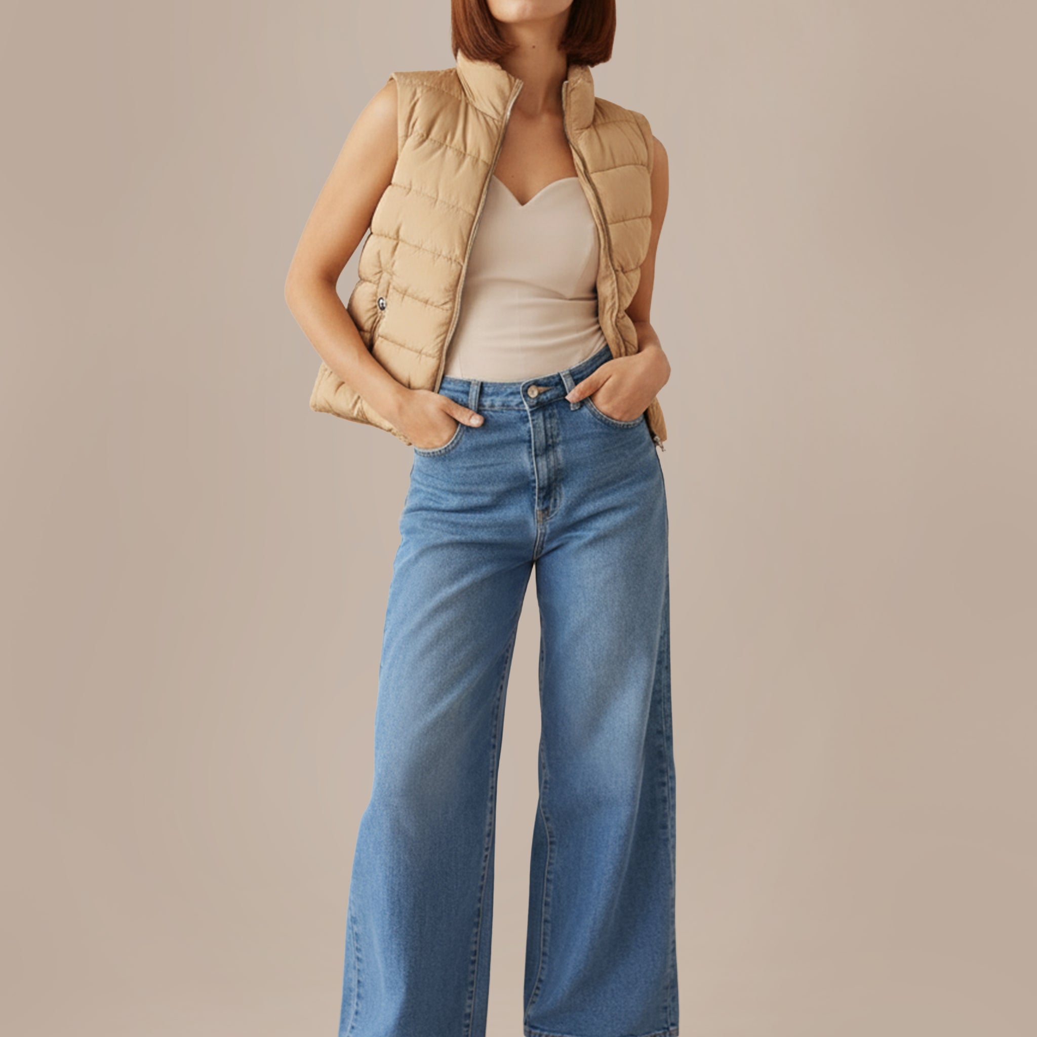 Cropped Zip-Up Puffer Vest