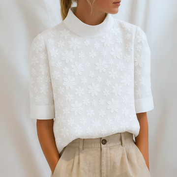 Elegant Bloom Collar Blouse
