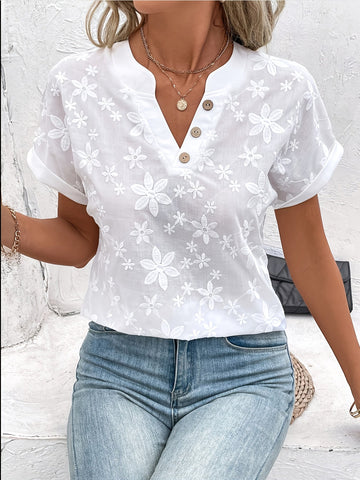 Elegant White Floral Blouse