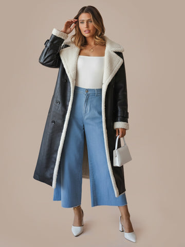 Longline Faux Shearling Trench