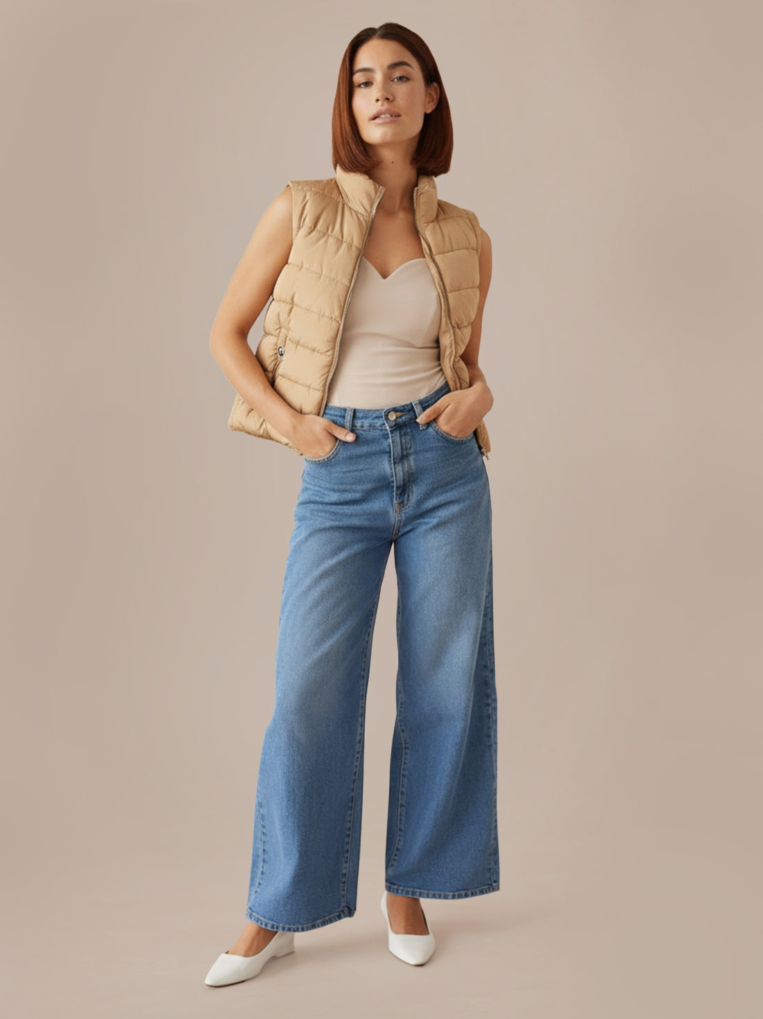 Cropped Zip-Up Puffer Vest