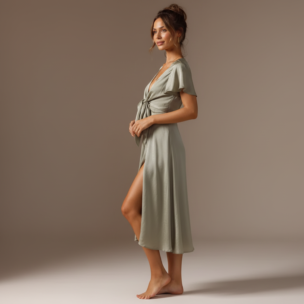 Flutter Sleeve Twist Midi