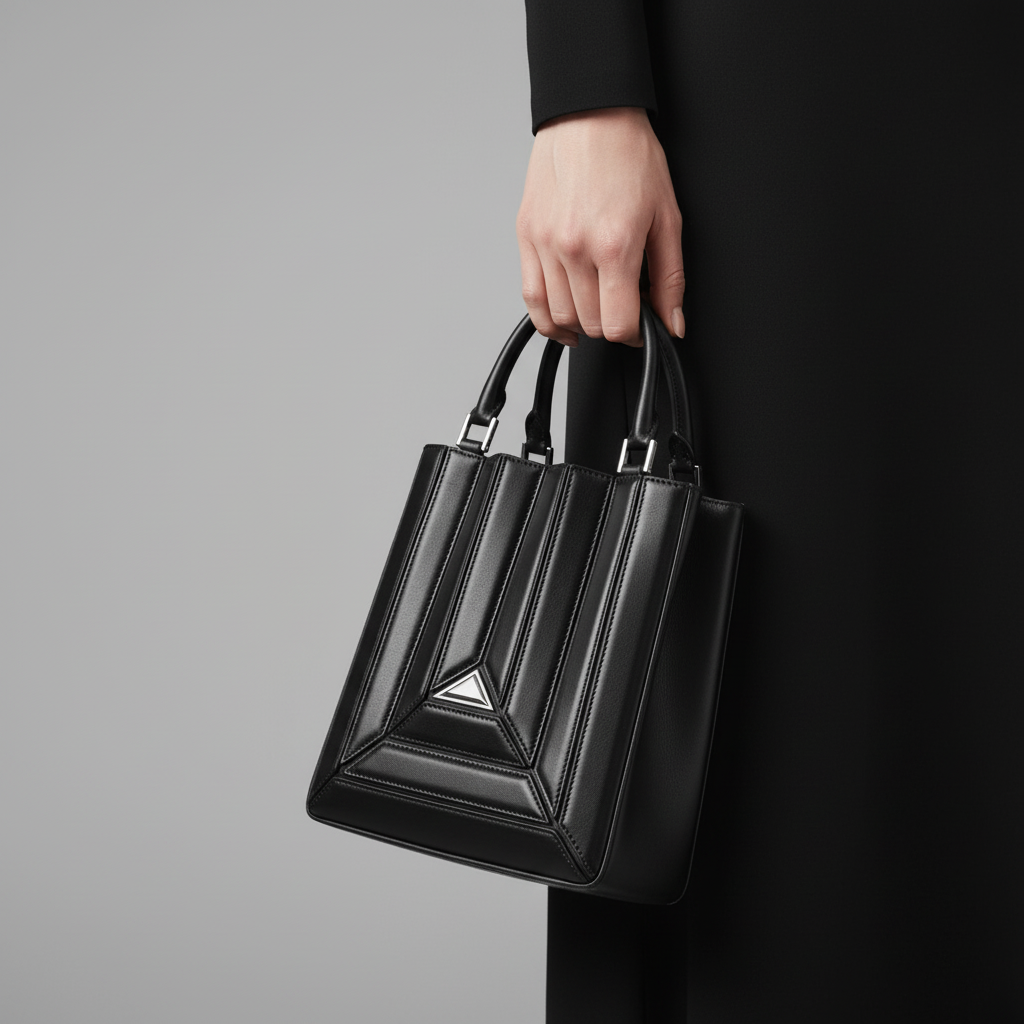 Geometric Stitch Top Handle Bag