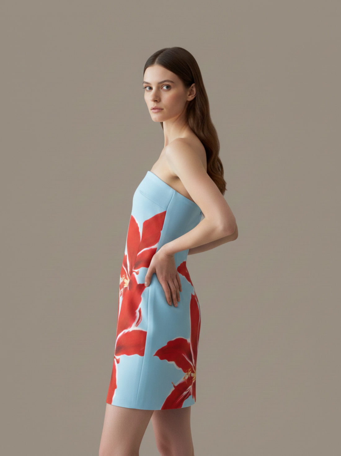 Strapless Abstract Print Mini Dress