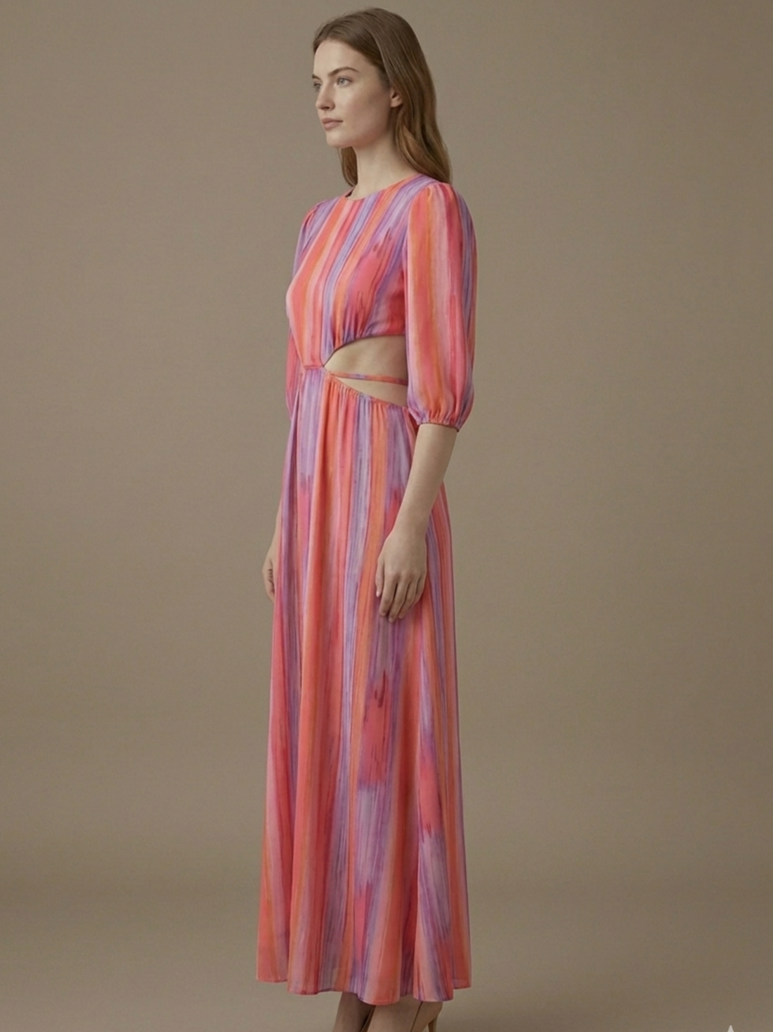 Striped Cutout Maxi Dress