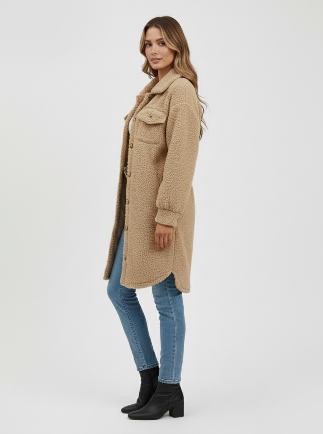 Oversized Teddy Button-Up Coat