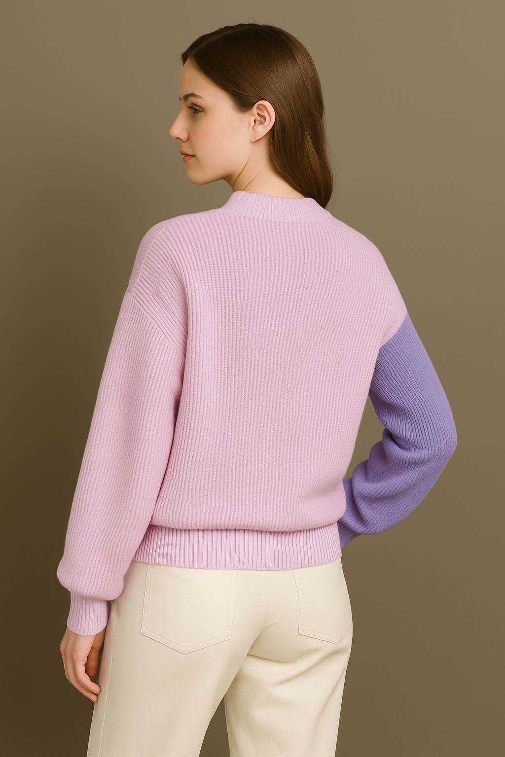Lauren Spliced Knitted Top Drop Sweater