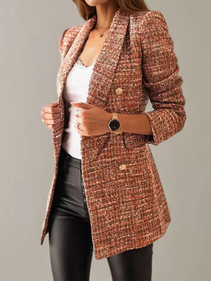 Textured Tweed Long Blazer