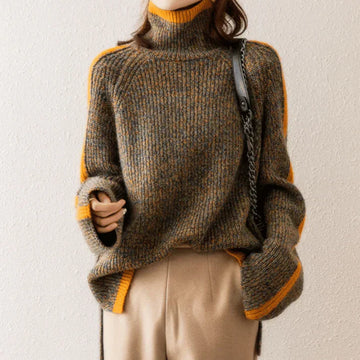 Textured Knit Turtleneck Sweater