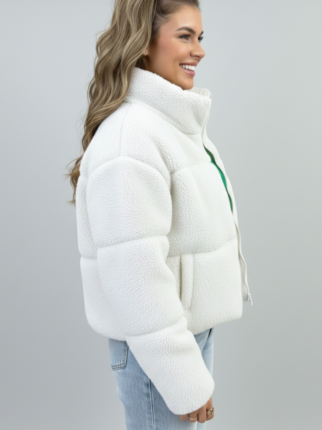 High Neck Fleece Zip Jacket