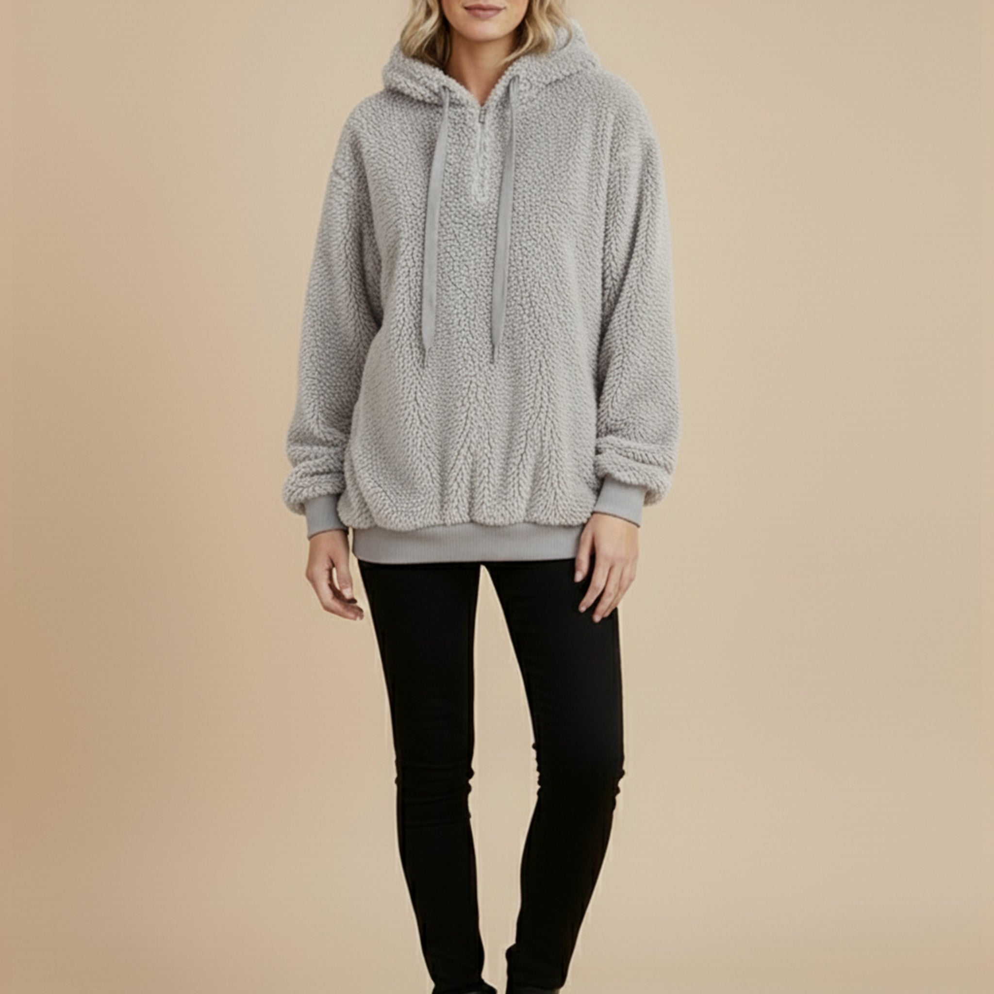 Athena Drawstring Teddy Hoodie