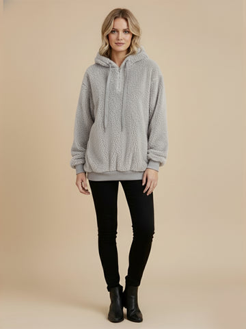 Athena Drawstring Teddy Hoodie