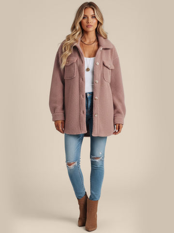 Ivory Textured Button-Up Jacket