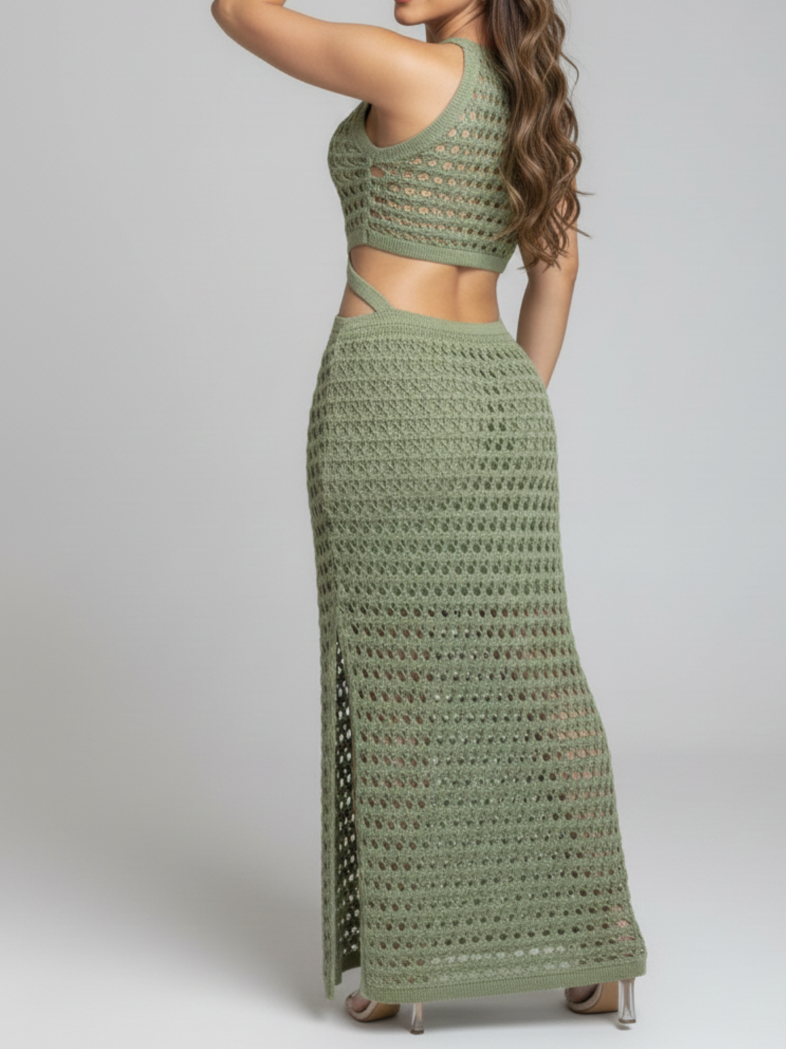 Stunning Gaze Knit Cutout Maxi Dress