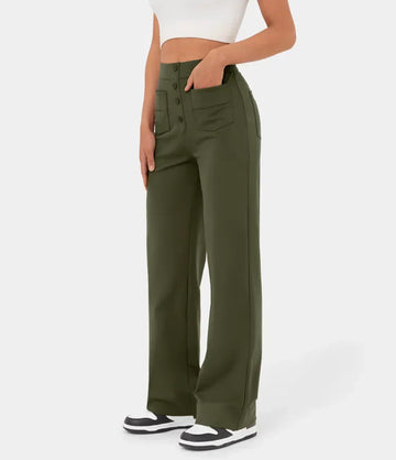 High Waist Pleated Casual Trousers