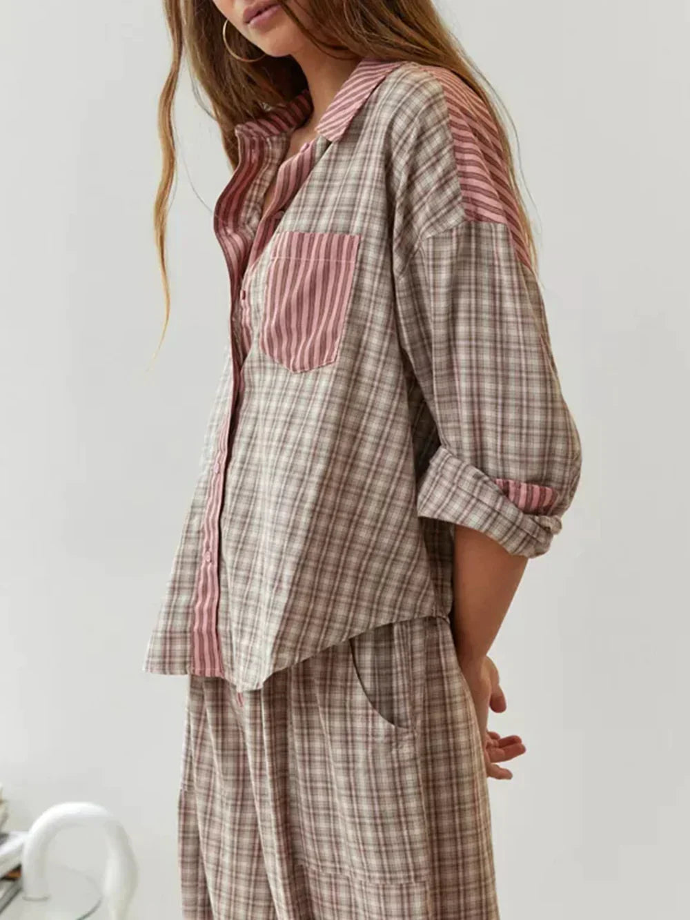 Long Sleeve Pyjama Shirt and Drawstring Pants Set