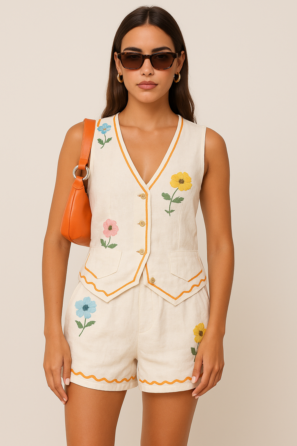Lulu Floral Embroidery Vest Set