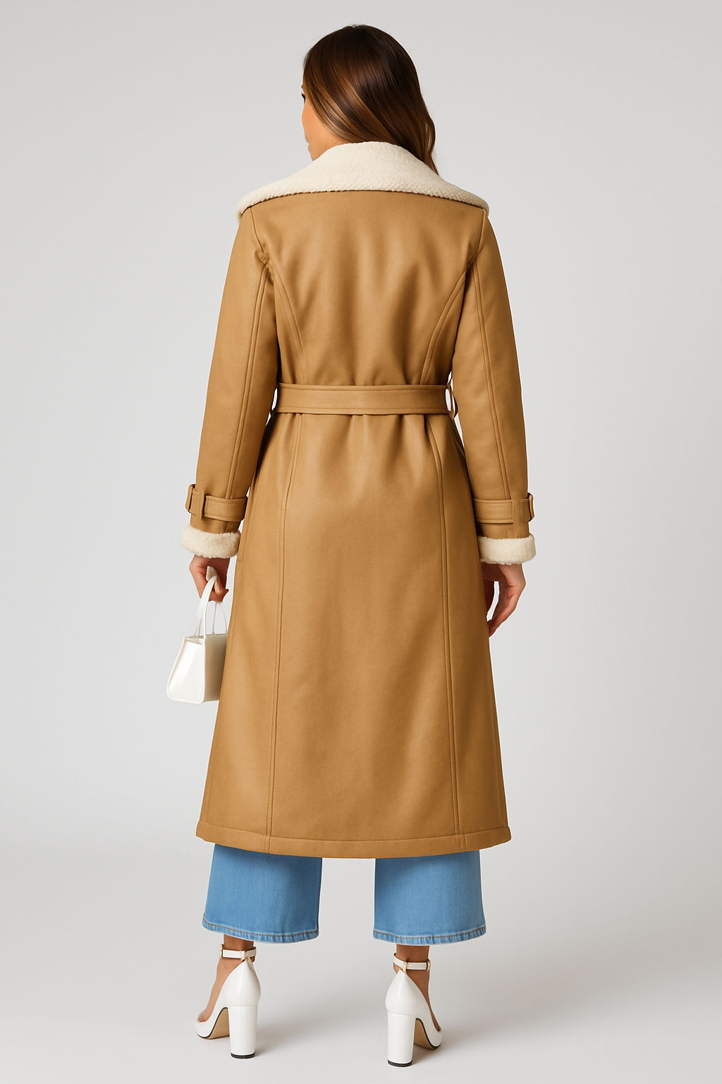 Longline Faux Shearling Trench