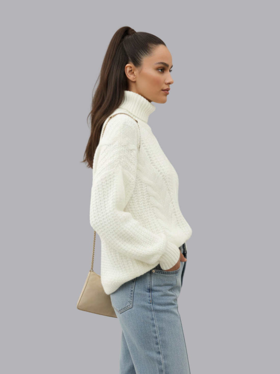 Chunky Cable Knit Turtleneck Sweater