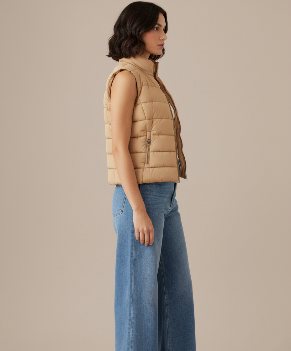 Cropped Zip-Up Puffer Vest