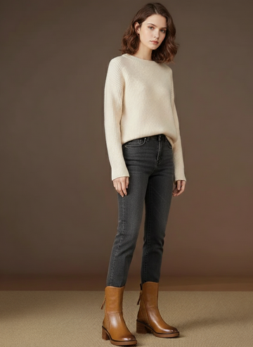 Chunky Zip Block Heel Boots