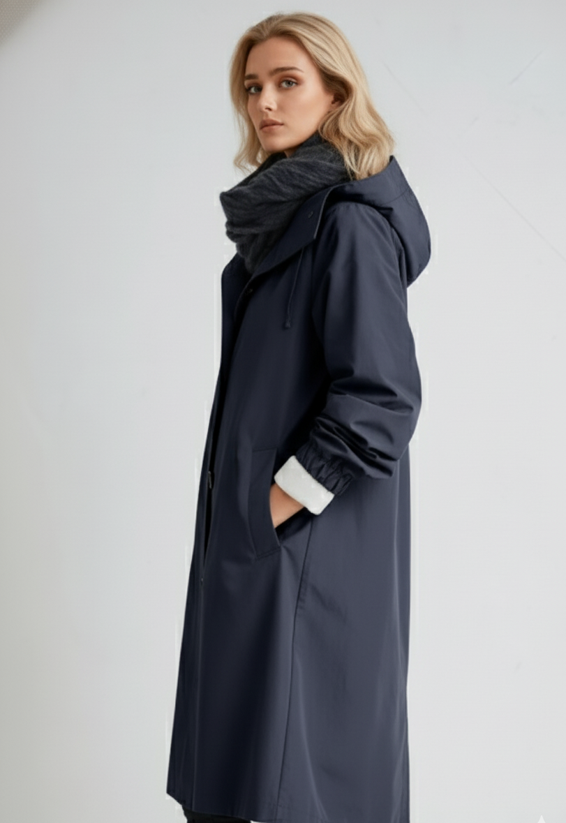 Oversized Button-Up Hooded Trench