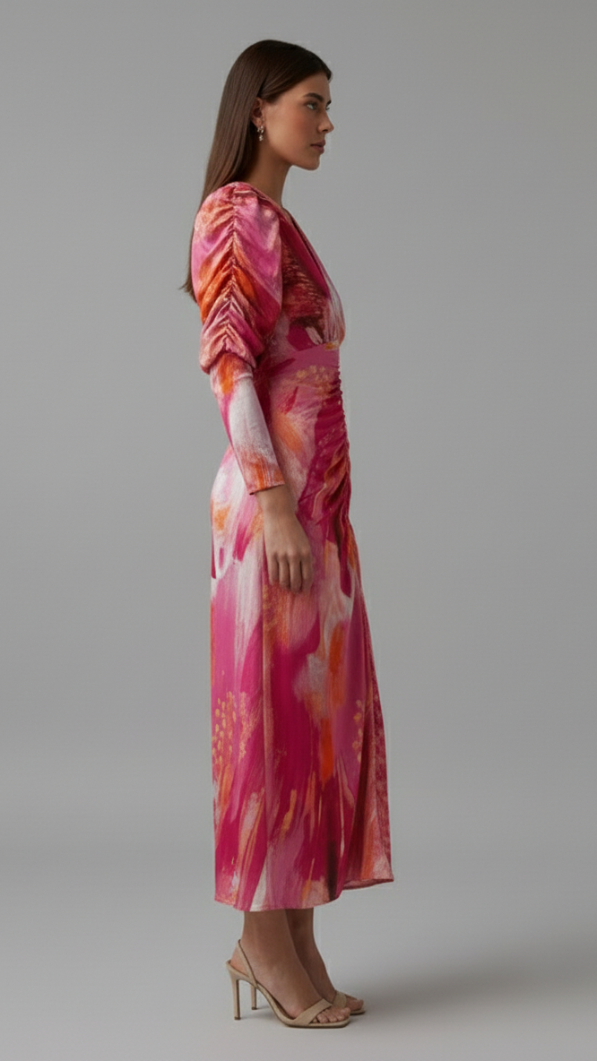 Rina Elegant Colorful Midi Dress