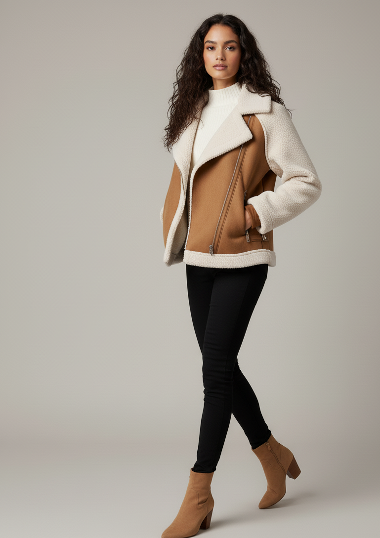 Oversized Zip Shearling Jacket