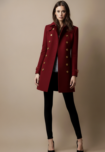 Classic Double-Breasted Tailored Coat