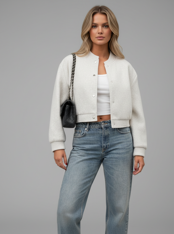 Cropped Wool Snap Jacket