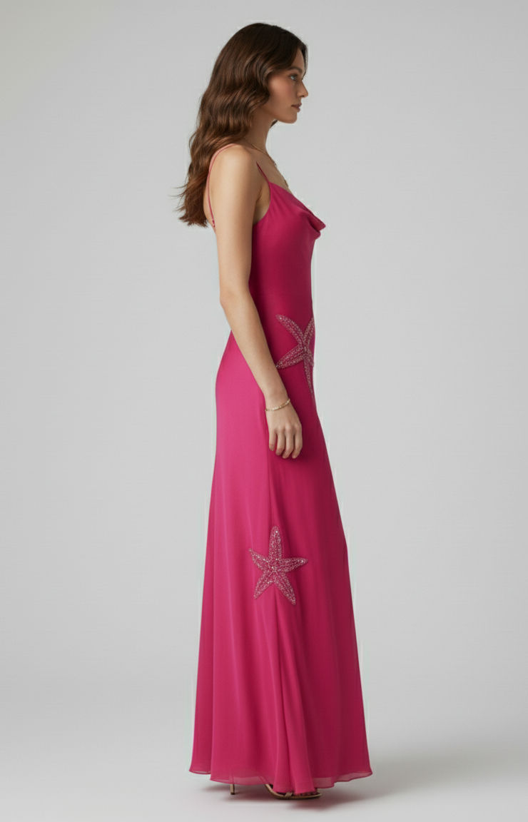 Drape Starfish Embellished Maxi Dress
