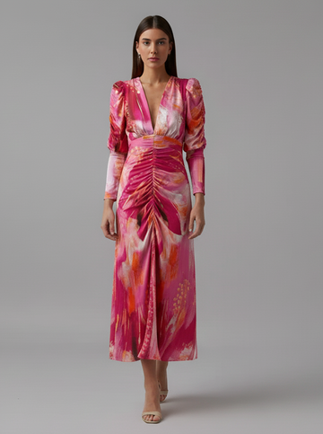 Rina Elegant Colorful Midi Dress
