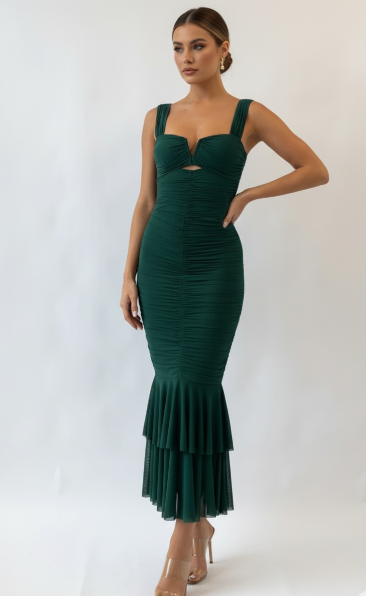 Pleated High-Waist Mermaid Dress