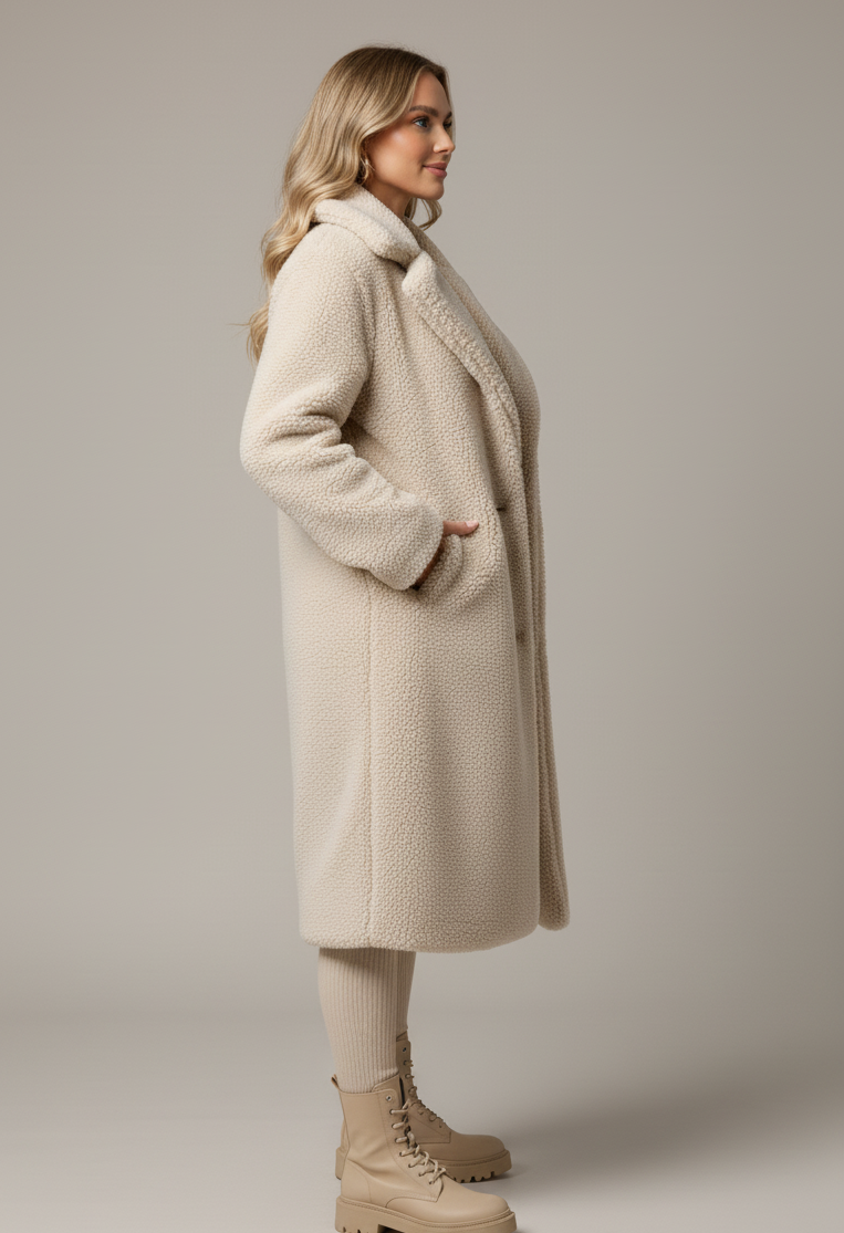 Oversized Textured Button Coat