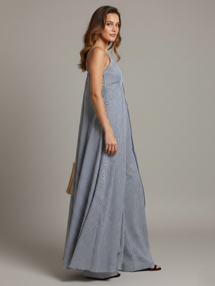 Classic Striped Top and Wide-Leg Pants Set