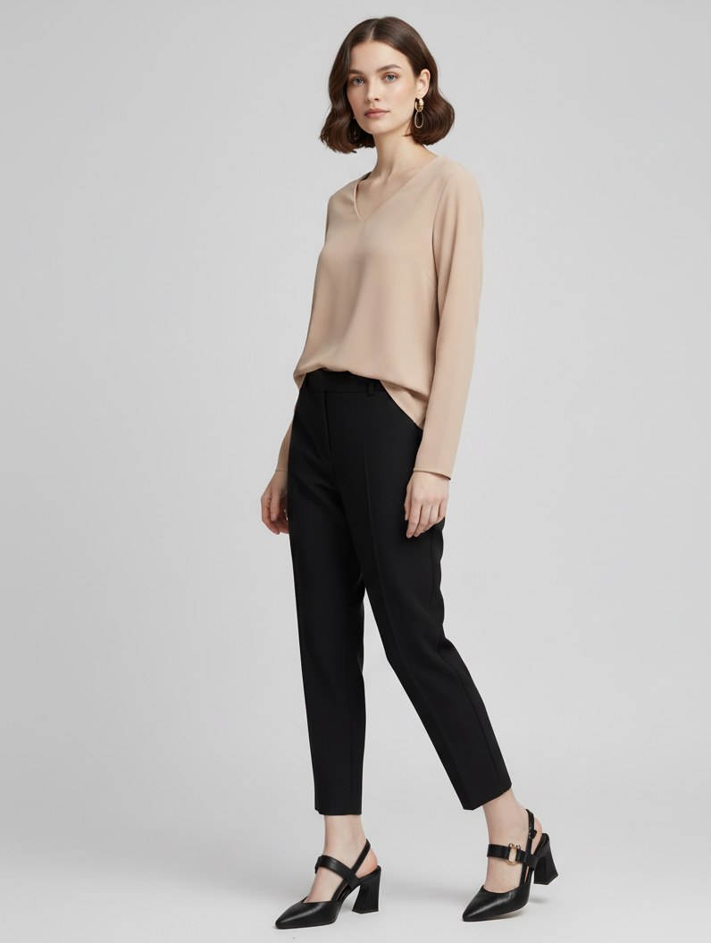 Pointed Slingback Heels with Gold Detail