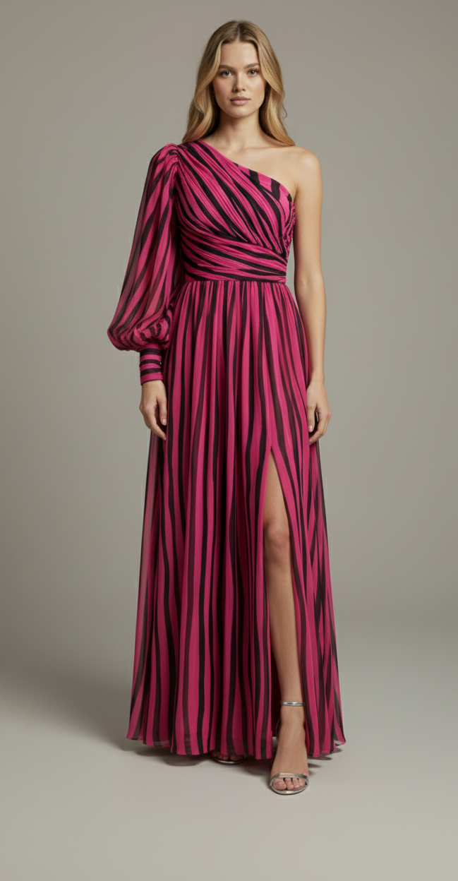 Printed Rose Pendant Maxi Dress