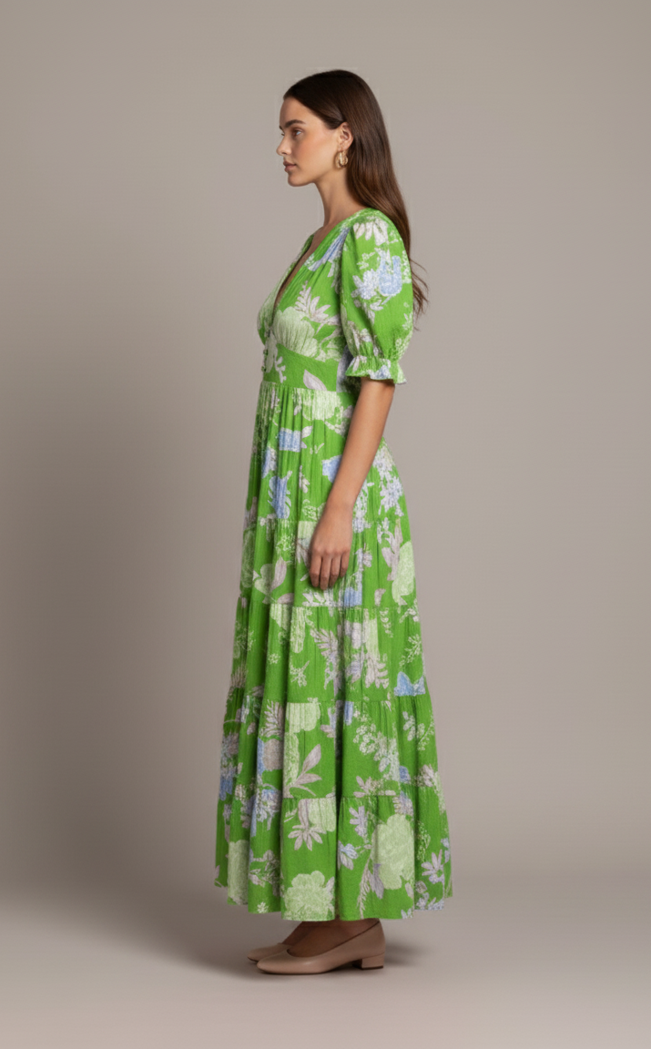 Elenore Floral Print V-neck Pocket Dress