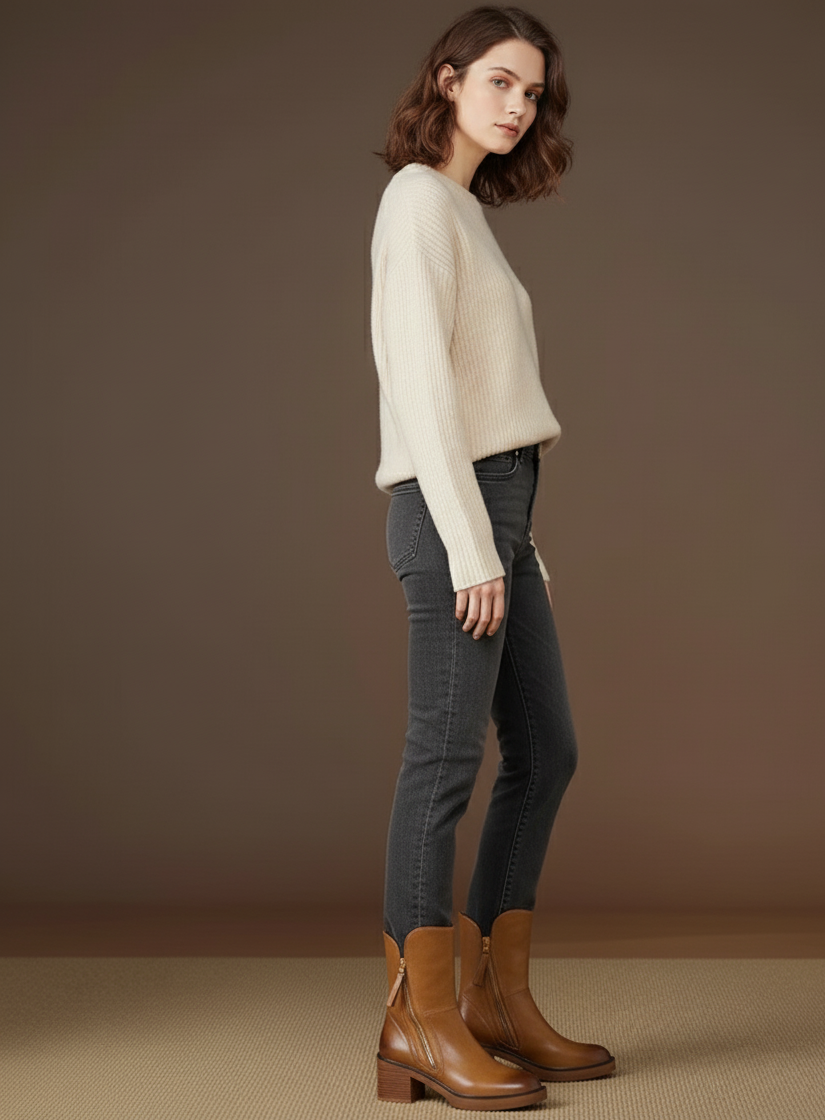 Chunky Zip Block Heel Boots