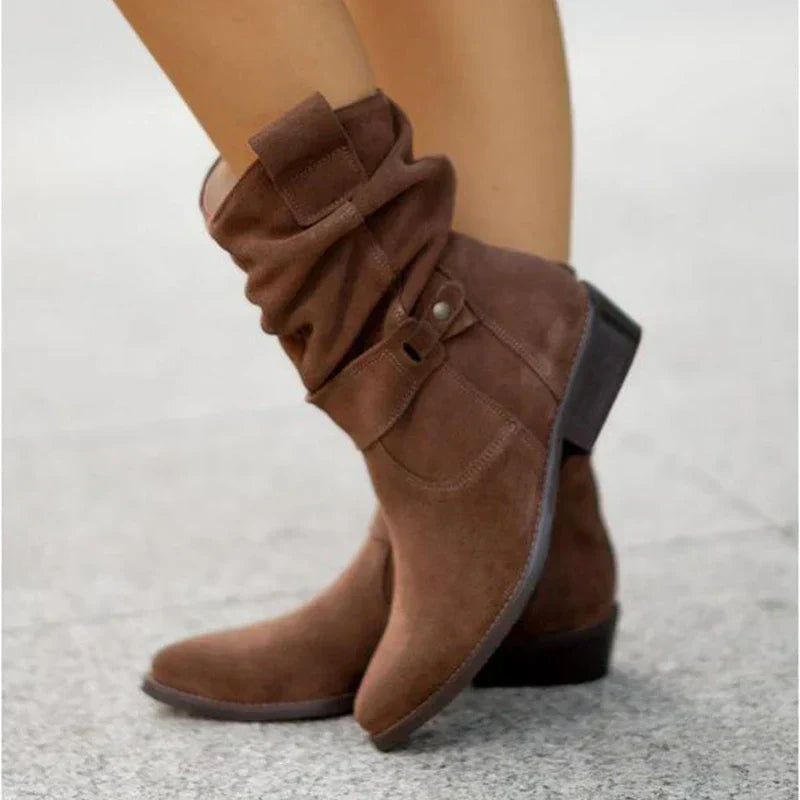 Slouchy Mid-Calf Suede Boots